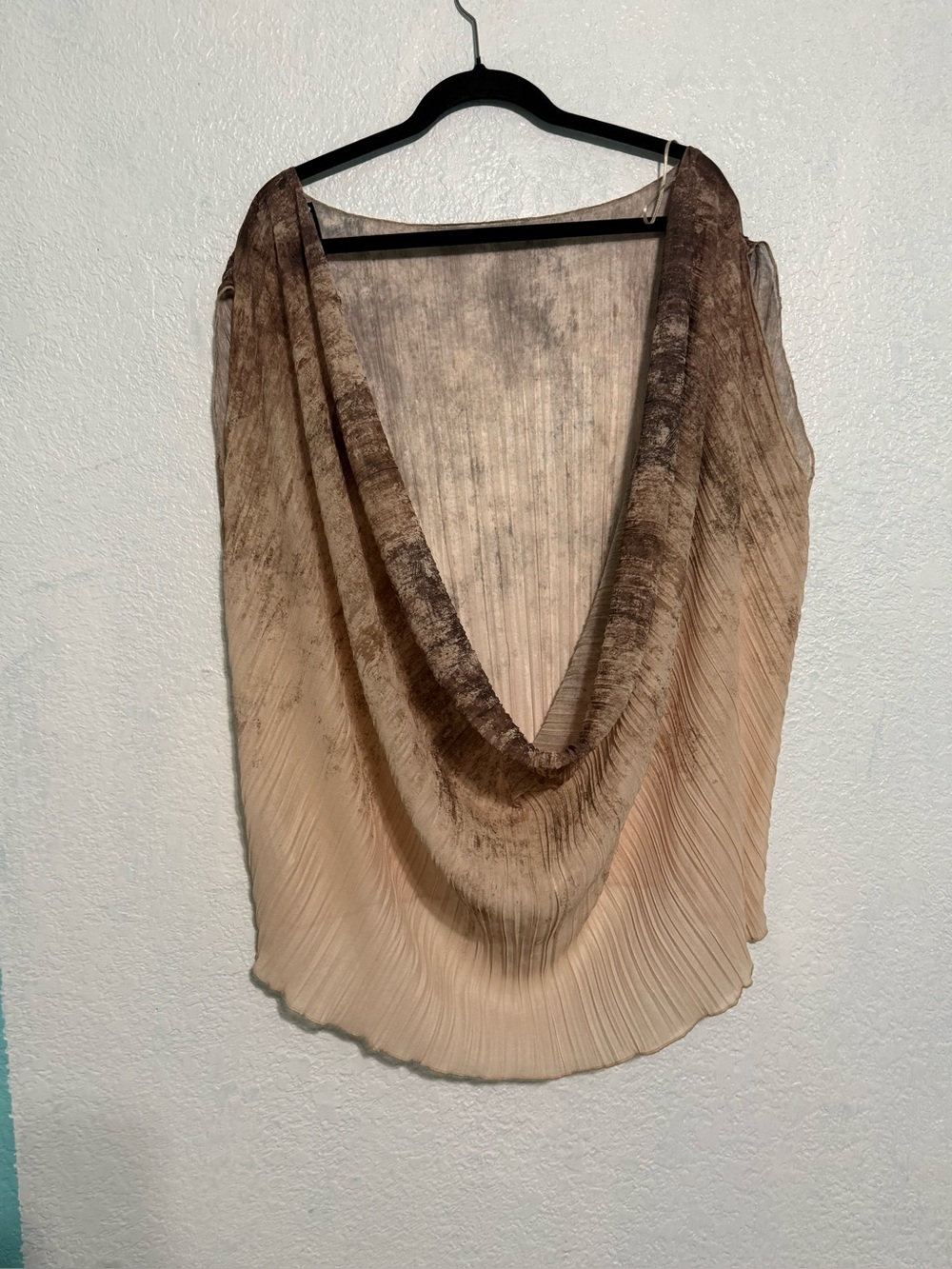 ZARA NWT Ombre Pleated Drape Back Sleeveless Blouse Beige Brown Size M - Picture 3 of 6